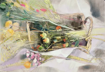 Kurv med tørrede blomster (