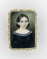 Portræt af en pige, ca. 1845 (akvarel på elfenben, forgyldt og glas)