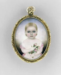 Portræt af en pige, ca. 1840 (akvarel på elfenben, forgyldt og glas)