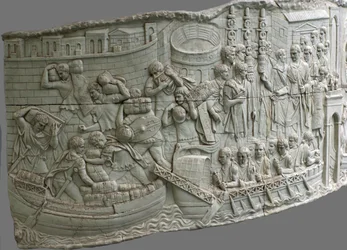 De romerske kabysser. Reliefdetalje af Trajans søjle, 1.-2. århundrede