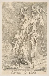 Nedstigning fra Korset.n.d. Skaber: Claude Gillot, Jacques Gabriel Huquier.