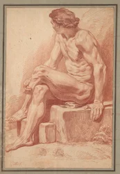 Siddende nøgen mand, 1693-1695.