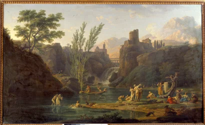 The Morning, Badende Maleri af Joseph Vernet (1714-1789) 1772 Søn. 0,98x1,62 m