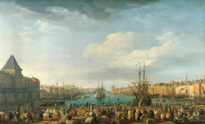 Havnen i Marseille i det 18. århundrede, maleri af Joseph Vernet (1714-1789), 18. århundrede, Paris, Marinemuseet