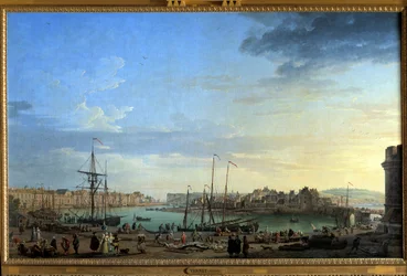 Udsigt over havnen i Dieppe Maleri af Joseph Vernet (1714-1789) Paris fra det 18. århundrede, Musee de la Marine