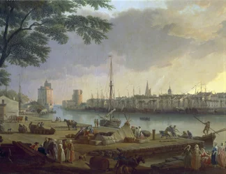 Udsigt over havnen i La Rochelle Maleri af Joseph Vernet (1714-1789), detalje