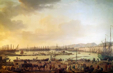 Udsigt over havnen i Toulon Maleri af Joseph Vernet (1714-1789) Paris fra det 18. århundrede, Musee de la Marine