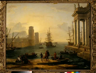 Søhavn, tågeeffekt. Maleri af Claude Gellée, kaldet Le Lorrain (1600-1682), 1646. Sol. 1,19 x 1,5 m. Paris, Musée du Louvre