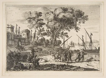 Kystscene med en kunstner, ca. 1638-41.