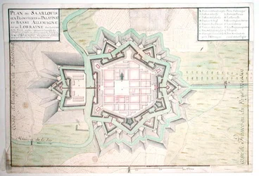 Atlas 131 E Plan of Saarlouis, fra Traite de Fortifications (pen & blæk og wc på papir)