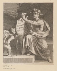 Apollo en en amor The Works of Mr. de Voiture (titel på objekt) Titelside for: Vincent de Voiture, The Works of Vincent de Voiture, 1650