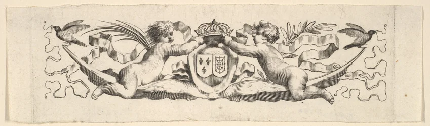 Pandebånd: To spædbørn med armene fra Frankrig og Navarra.