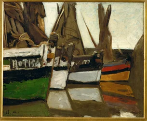 Fiskerbåde, Honfleur (olie på lærred)