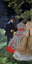 Morgenmad på græs Fragment. Venstre del. Maleri af Claude Monet (1840-1926) 1865-1866 søn. 2,48x2,17 m Paris, musee d