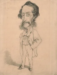 Karikatur af Mario Uchard, ca. 1858 (grafit med strejf af sletning og stød på solbrunt vævet papir)