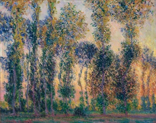 Popler i Giverny (Frankrig), solopgang. Maleri af Claude Monet (1840-1926), olie på lærred