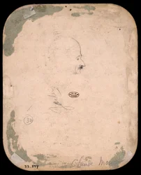 Monet - Skitse af mandshoved i profil (bagside), 1855-56, 1933.894