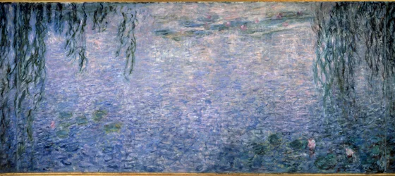 Åkander, klar morgen med piletræer. Midterdel af et triptykon. Maleri af Claude Monet (1840-1926), 1914-1926. Mål 2 x 4,25 m. Paris, Musée de l