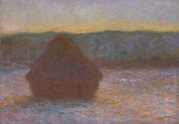 Stak af hvede (optøning, solnedgang)