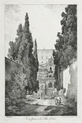 View at Villa dEste, Tivoli, 1817.