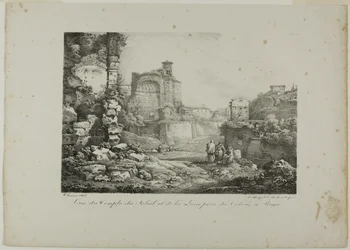 Udsigt over solens og månens tempel fra Colosseum i Rom