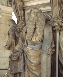 Basen af Moses Brønd viser profeterne, der fjender genfortæller Kristi komme (skulptur)