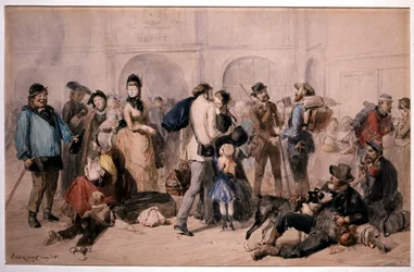 Folkemængde i lobbyen på Gare de Lyon af Andrieux