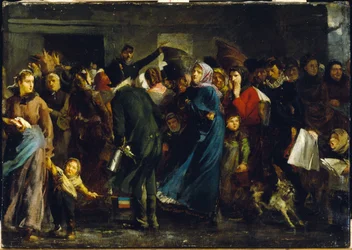 Køen ved slagterbutikken i 1871, ca. 1871