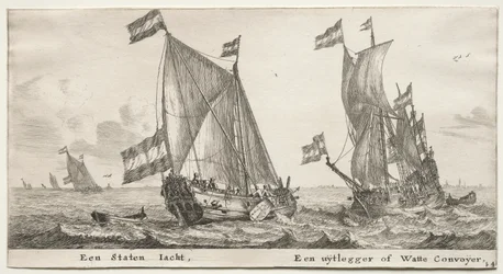 Forskellige skibe og udsigter over Amsterdam (Verscheÿde Schepen en Gesichten van Amstelredam), del II: Dutch Admiralty Yacht. Et Vagtskib