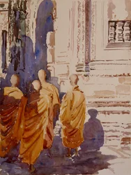 Bayon pm - munkenes passegiata, 2000 (akvarel)