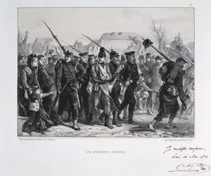 Den fransk-preussiske krig 1870-1871: Preussiske krigsfanger. Fra en serie litografier af Clément-Auguste Andrieux om nationalgarderne.