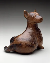 Halvsiddende hund, Mexico, Proto-Classic, 100 BC-AD 300 (lertøj)