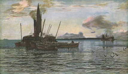 Sildemarkedet til søs på Loch Fyne, Argyll, 1884, c1930.