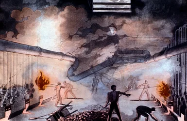 Opladning svarer ved Gas Light Establishment, Brick Lane, London, 1822