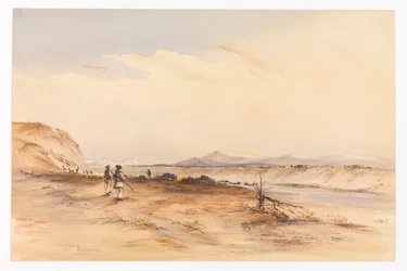 Jagt ved Santa Cruz-floden, ca. 1878 (akvarel)
