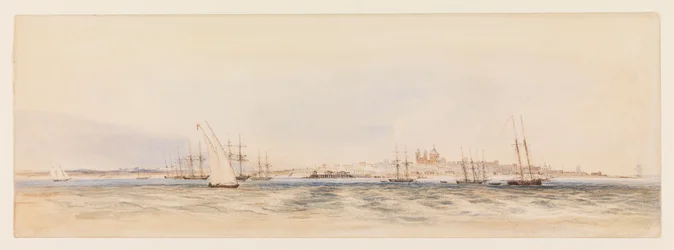 Montevideo havn, ca. 1878 (akvarel)