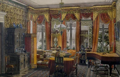 Berlin tegnestue, akvarel af Conrad von Muralt (1779-1869)