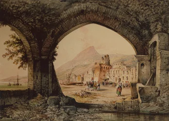 A Village Assembly, Italien (blyant og akvarel)