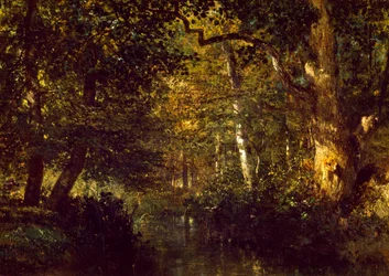 Creek i skov, af Constant Troyon (1810-1865)