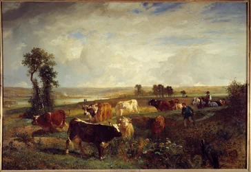 Udsigt taget fra højderne af Suresnes (Hauts de Seine). Maleri af Constant Troyon (1810-1865)