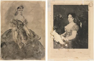 Ved Ballet (rekto); Kvinden med en fan, efter Goya (verso)