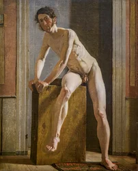 Siddende mandlig model