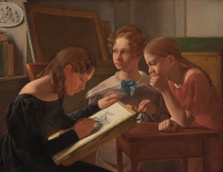 Tre unge piger. Kunstnernes søstre: Alvilde, Ida og Henriette, 1827