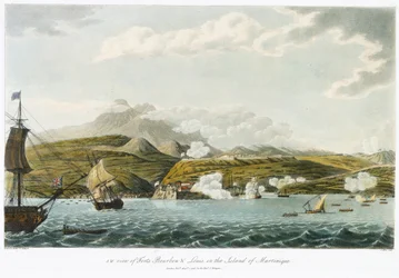 Sydvestlig udsigt over Fort Bourbon og Fort Louis (Fort Saint Louis), på Martinique, 5. februar - 22. marts