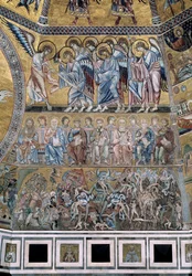The Last Judgment Down Satan fortærer fandens sjæle - Detail of the mosaics, ca1270