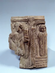 Koptisk kunst: fragment af elfenbenstablet, der repræsenterer Lazarus