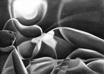 Abstrakt liggende kvinde