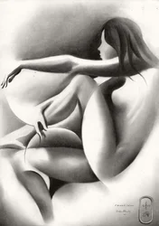 Sensuel kvinde i liggende stilling