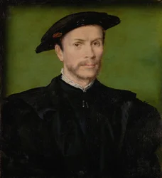 Portræt af en skægget mand i sort, ca. 1540