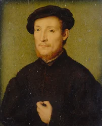 Portræt af en mand med hånden på brystet, 1540-45.